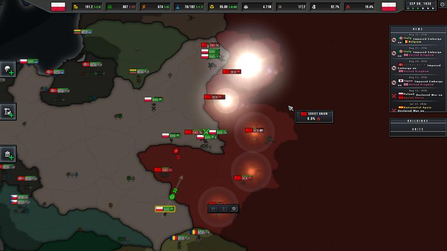 Nuclear detonations with radiation zones on the eastern front, played as Poland